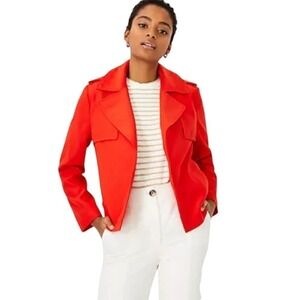 Vibrant Red Lightweight Blazer Lyocell Blend Open Front Work Jacket Power Color